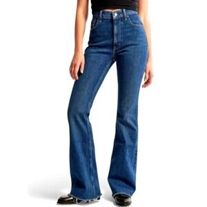 Abercrombie & Fitch The Vintage Flare Jeans Womens 31 Blue High Rise Raw Hem